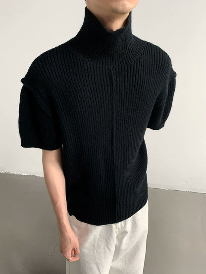 High-Neck Short Sleeve Knit Sweater WN9707