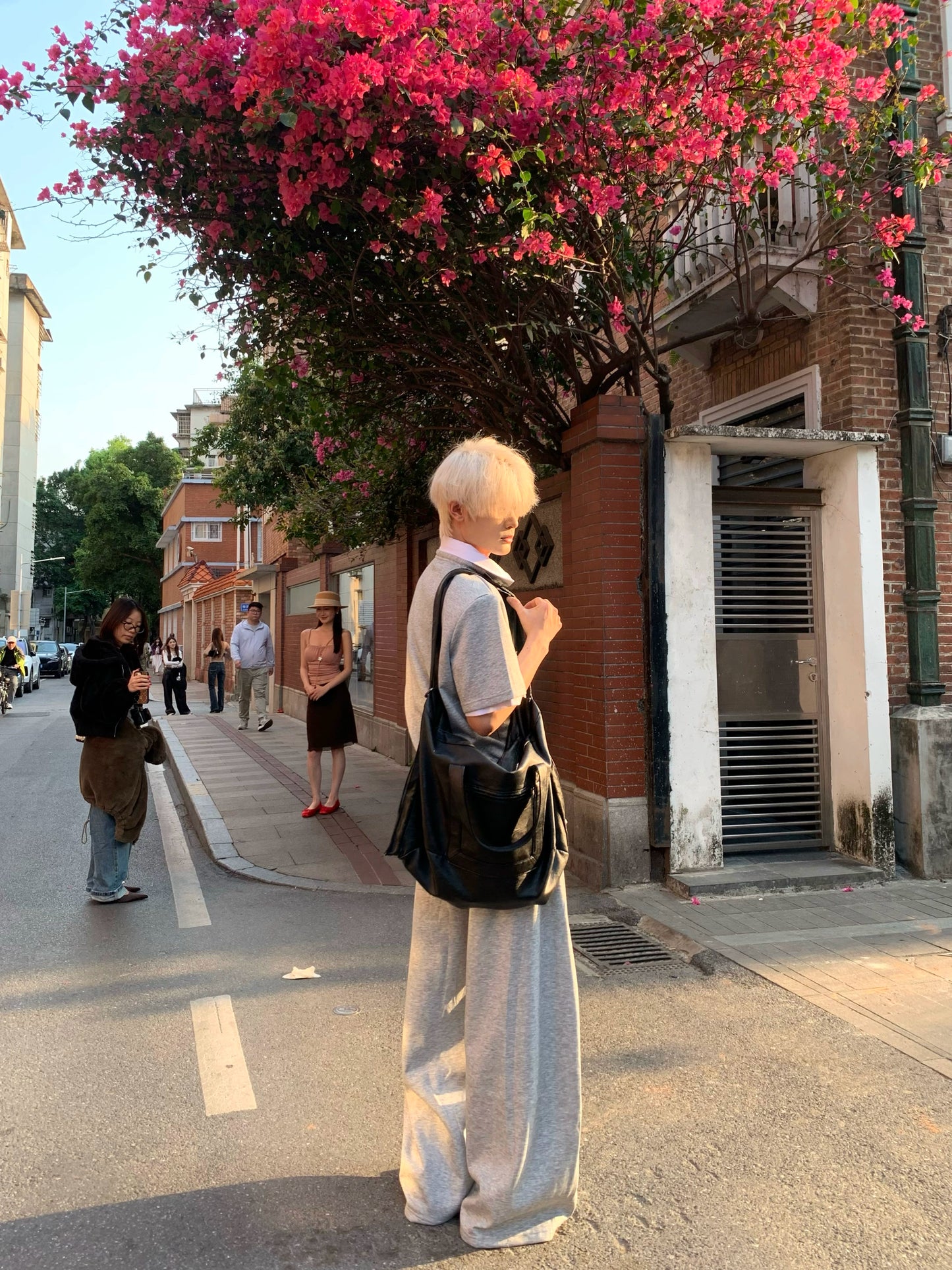 Drawstring Short Sleeve Polo shirt & Straight Leg Pants Setup WN19876