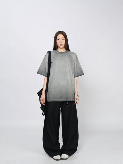 Washed Patchwork Oversize Short Sleeve T-Shirt WN24406