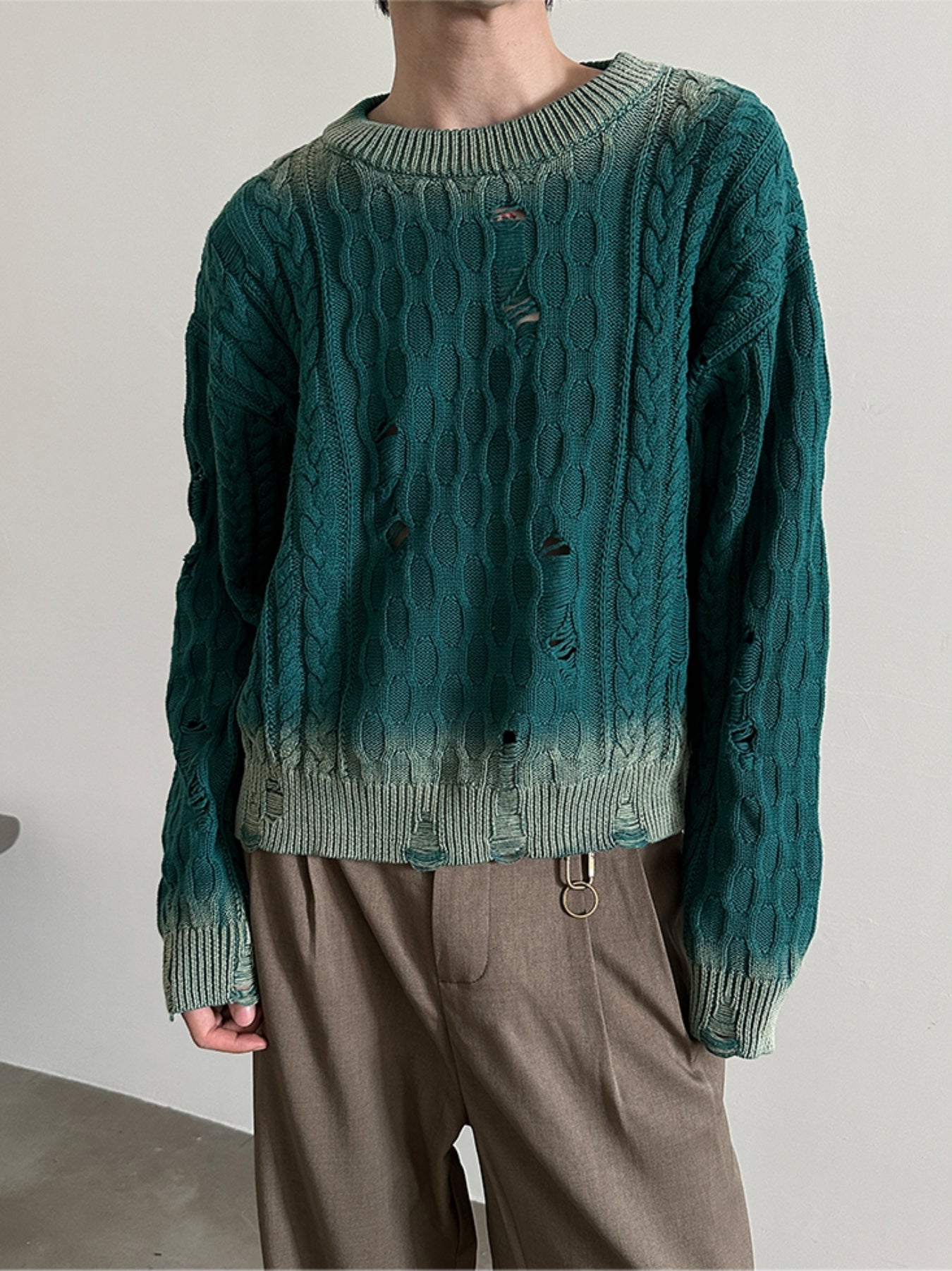 Gradient Spray Dyed Pullover Knit Sweater WN8938