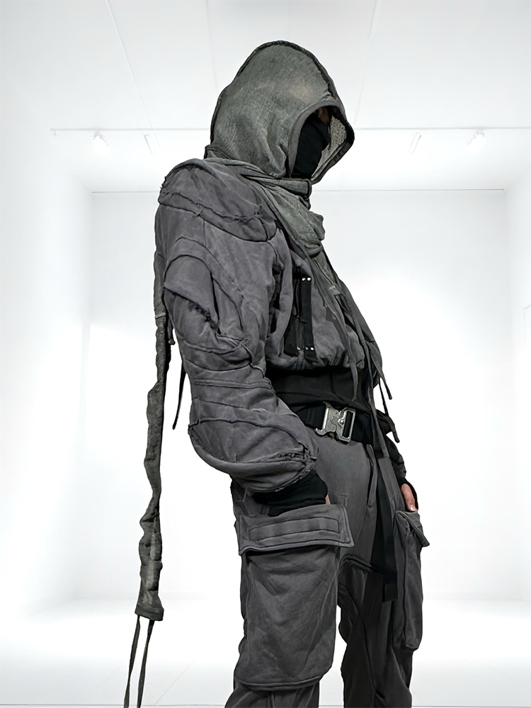 Deconstructed Strap Cotton Damage Short Jacket WN22002