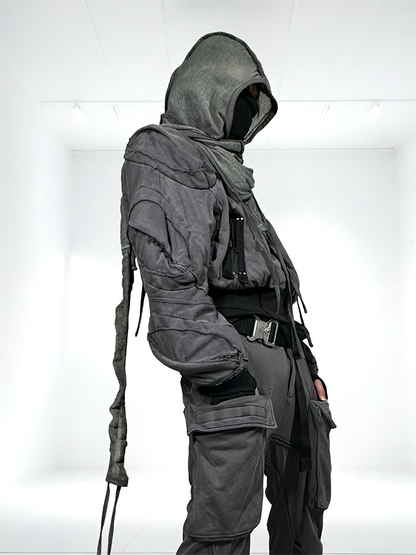 Deconstructed Strap Cotton Damage Short Jacket WN22002