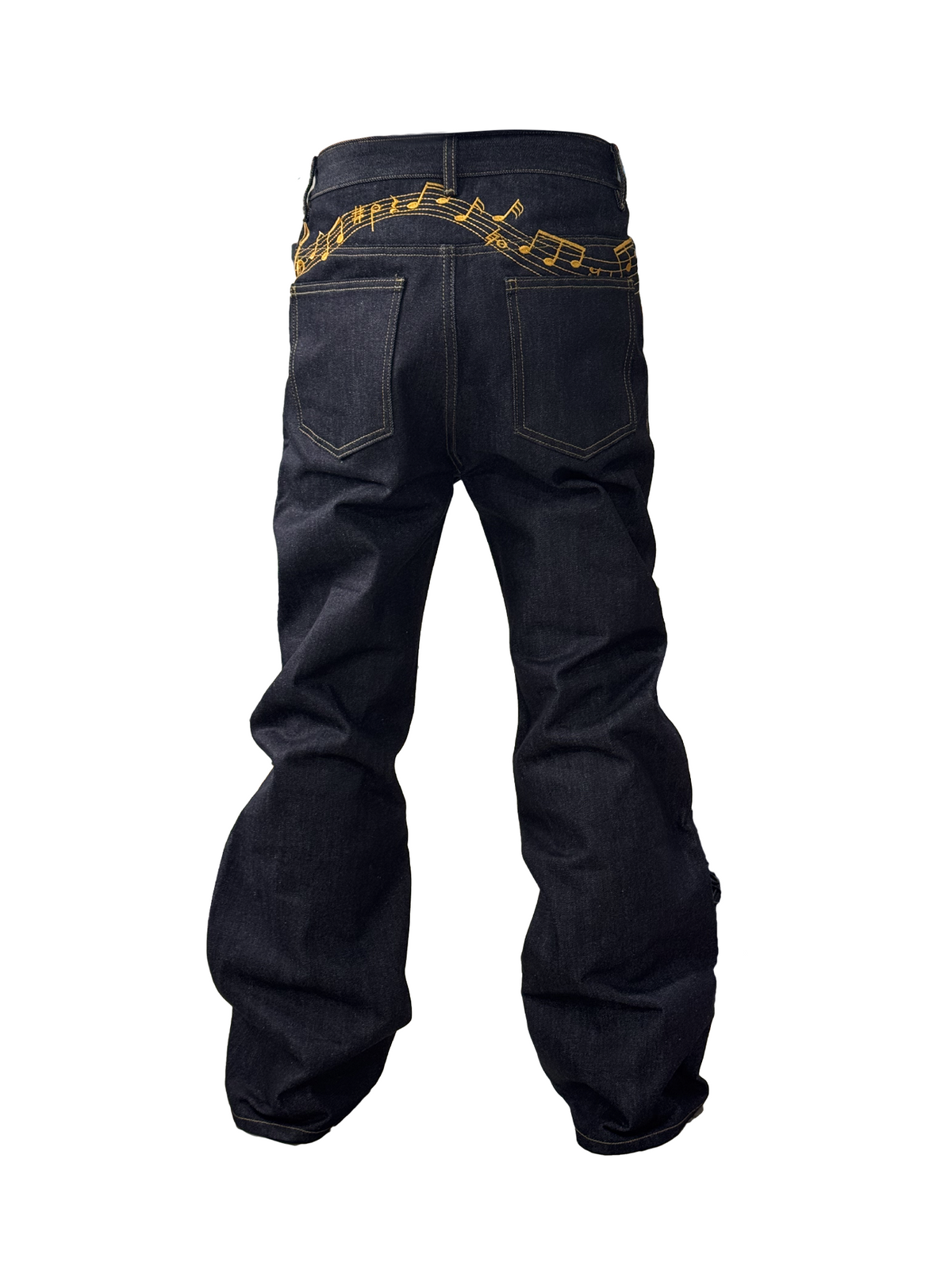Straight Contrast Stitch Graphic Denim Jeans WN27215