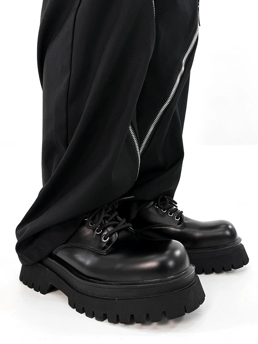 Round Toe Chunky Sole PU Leather Shoes WN19145