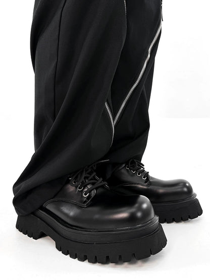 Round Toe Chunky Sole PU Leather Shoes WN19145