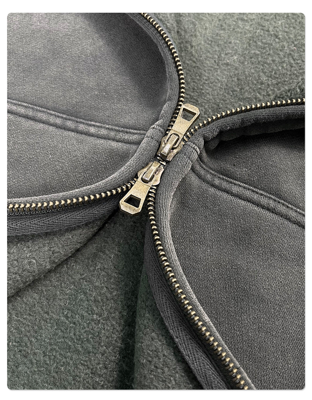 Fleece Lining Zip-Up Wax Dye Zipper Hoodie WN23111