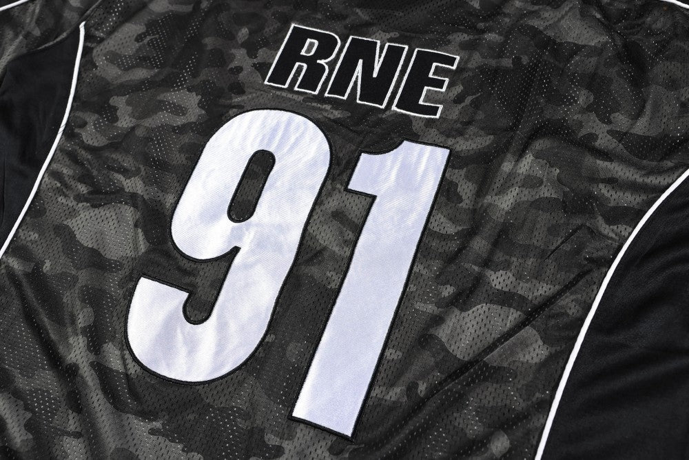 Camouflage Letter Badge Embroidery Contrast Patchwork Oversize Short Sleeve T-Shirt WN27902