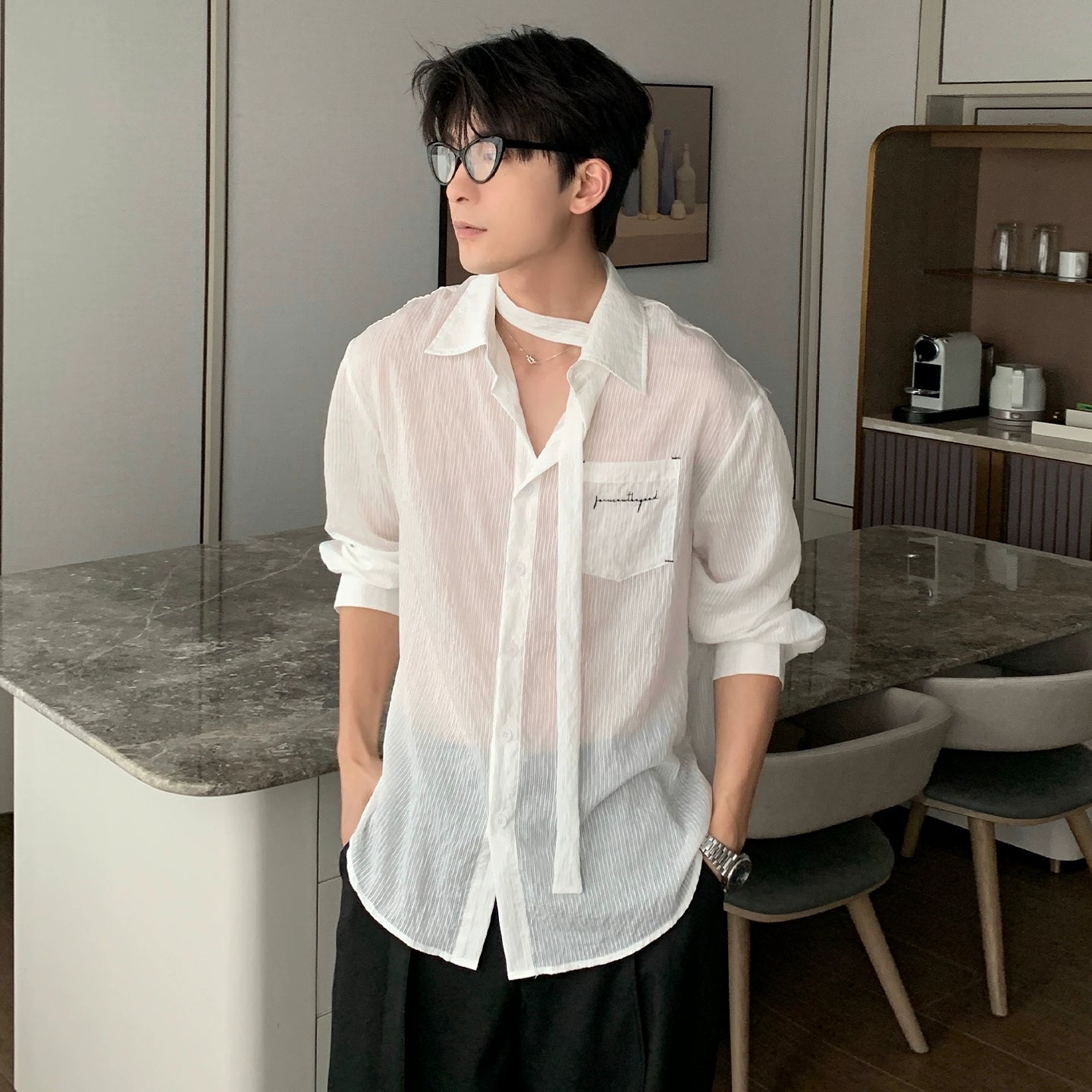 Thin Stripe Sunscreen Long Sleeve Shirt WN20456