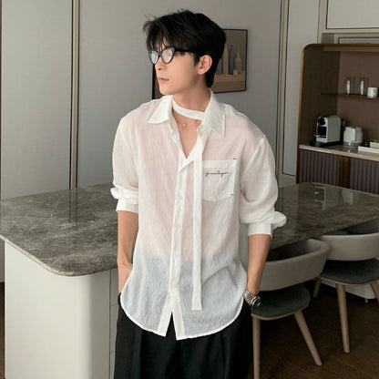 Thin Stripe Sunscreen Long Sleeve Shirt WN20456