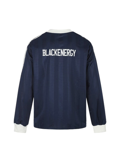 V-Neck Stripe Print Oversize Long Sleeve T-Shirt WN27944