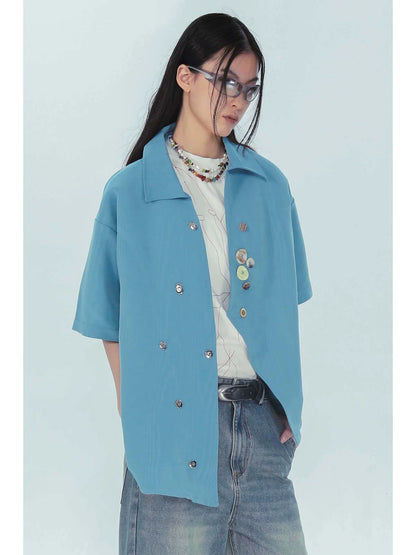 Irregular Ripple Design Short Sleeve Shirt WN19018