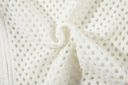 Striped Hollow-Out Zipper Knit Cardigan WN11272