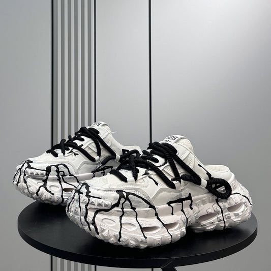Chunky Platform Printed Lace-Up Sneaker Mules WN24851