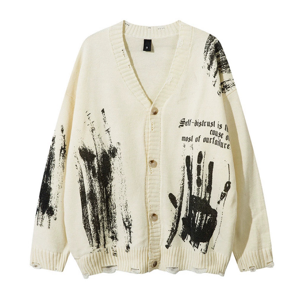 Graffiti Hand-Paint Knit Cardigan WN10930