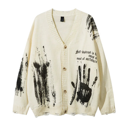 Graffiti Hand-Paint Knit Cardigan WN10930