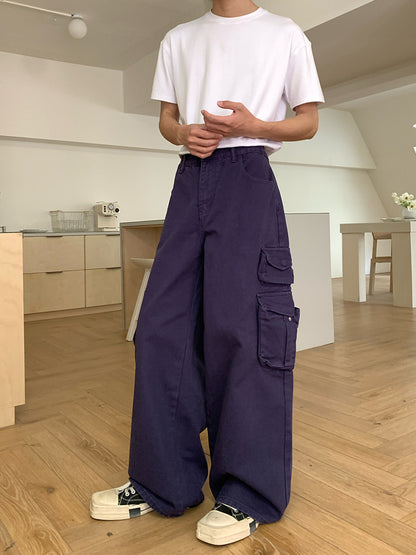 Washed Cargo Wide Leg Pants WN24910