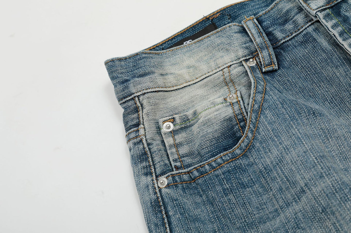 Washed Wide-Leg Straight Denim Jeans WN14056