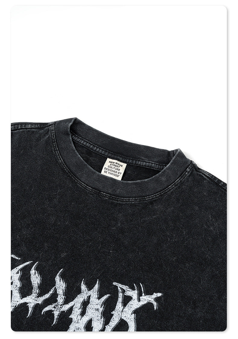 Water Washed Print Long Sleeve T-Shirt WN7883