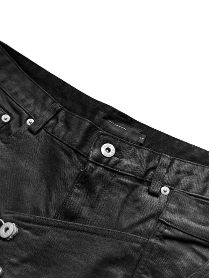 Wax Finish Hand-Paint Coating Deconstruction Denim Jeans WN27071