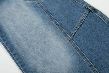Curved Wide Leg Patchwork Denim Jeans WN25680