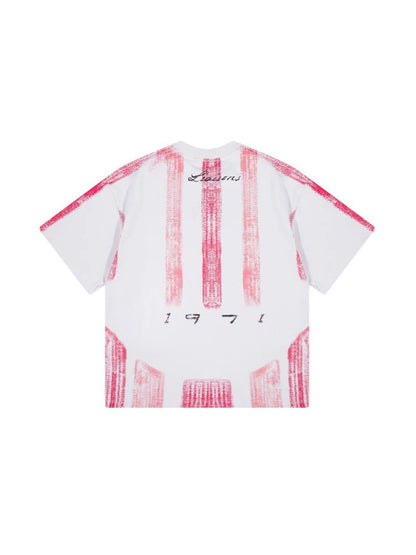 Gradient Spray Letter Print Oversize Short Sleeve T-Shirt WN27860