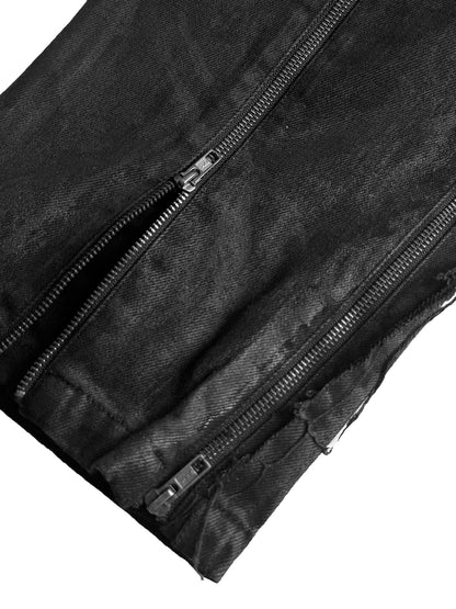 Lace-Up U-Shaped Seam Zipper Fly Straight Denim Jeans WN27070