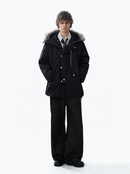 Fake Fur-Collar Pockets Design Warm Coat WN22100