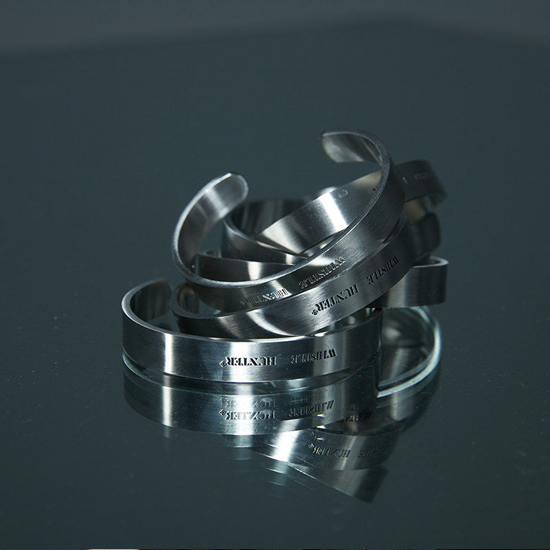Industrial Style Titanium Steel Adjustable Open Cuff Bracelet WN26699
