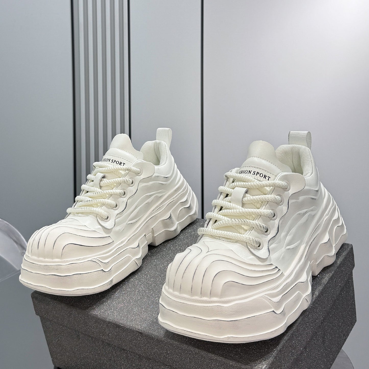 Thick-Sole Height-Increasing Shell-Toe Dad Sneakers WN24771
