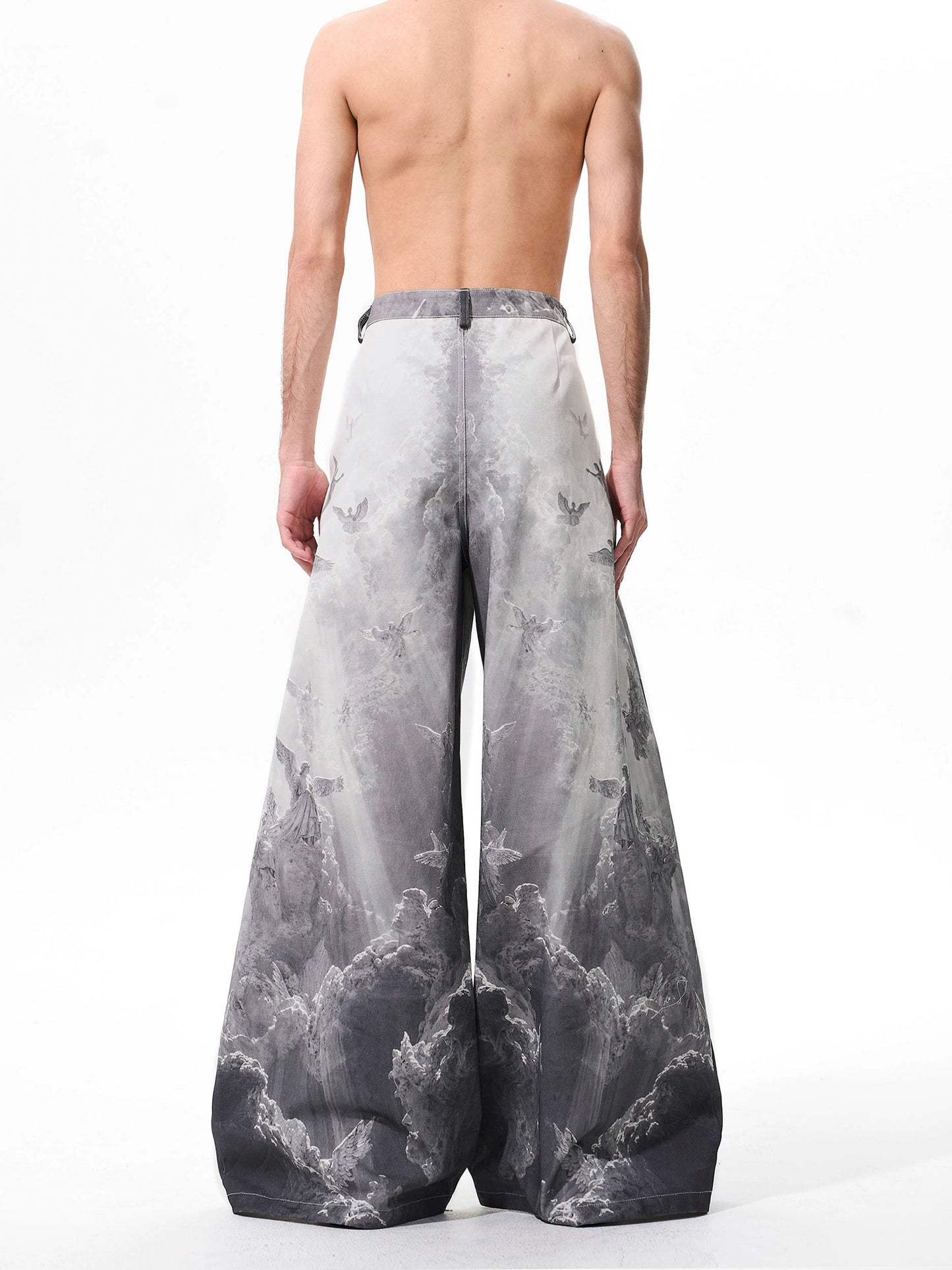 3D Print Low Waist Wide Leg Denim Jeans WN21778