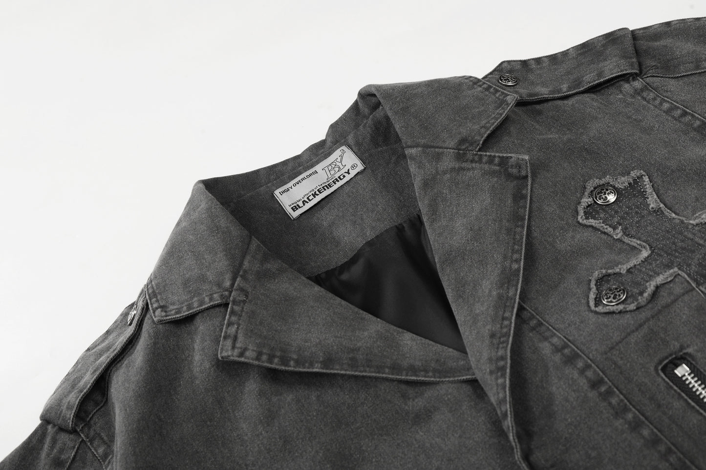 Washed Cross Patch Embroidery Jacket WN23043