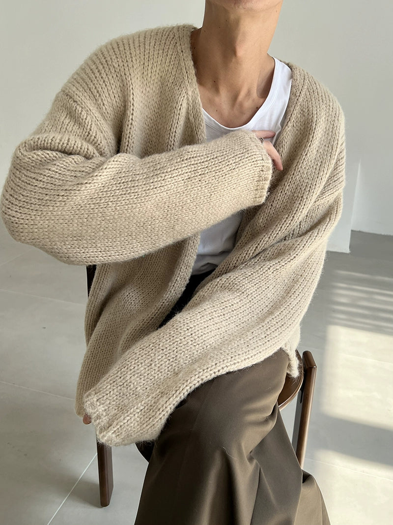 Collarless Knit Cardigan WN21494