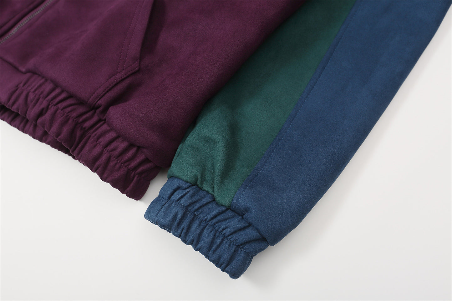 Color-Block Stand Neck Oversize Suede Jacket WN11121