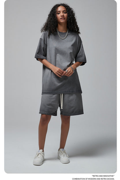 Vintage Dyed Oversize Short-sleeve T-shirt & Vintage Dyed Short Sweatpants Setup WN6642