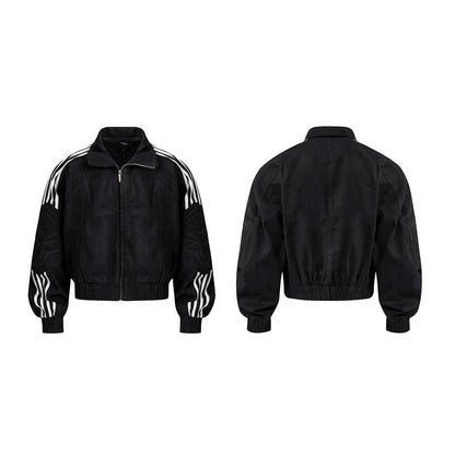 Patchwork Stand Neck Jacket & Patchwork Wide Leg Pants Setup WN20380