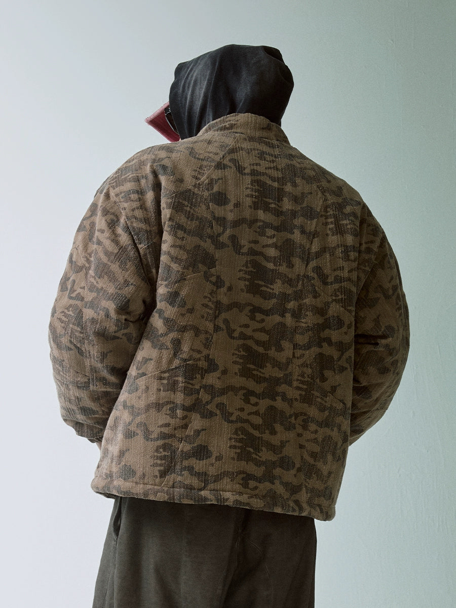 Washed Oversize Camouflage Puffer Jacket WN12224