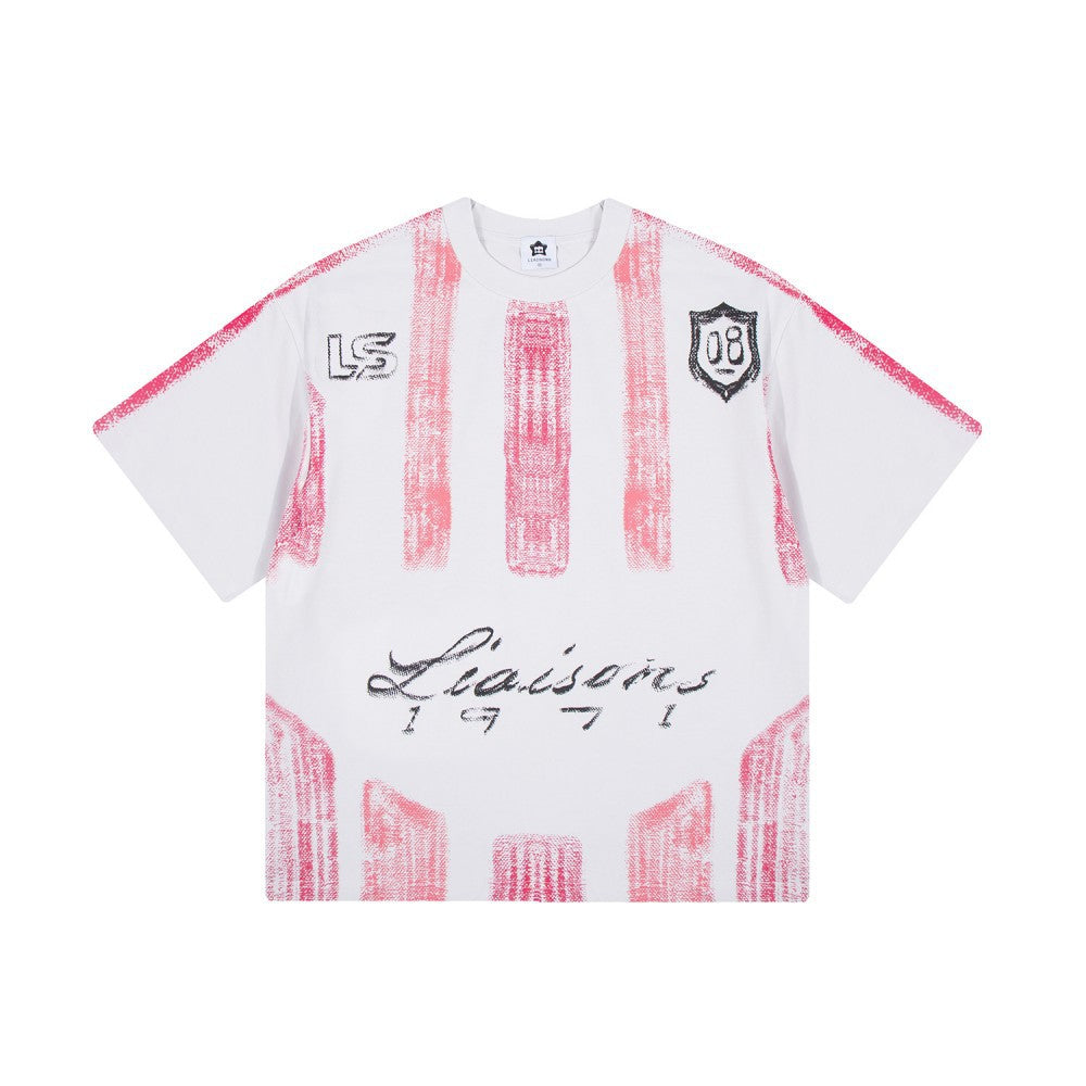 Gradient Spray Letter Print Oversize Short Sleeve T-Shirt WN27860