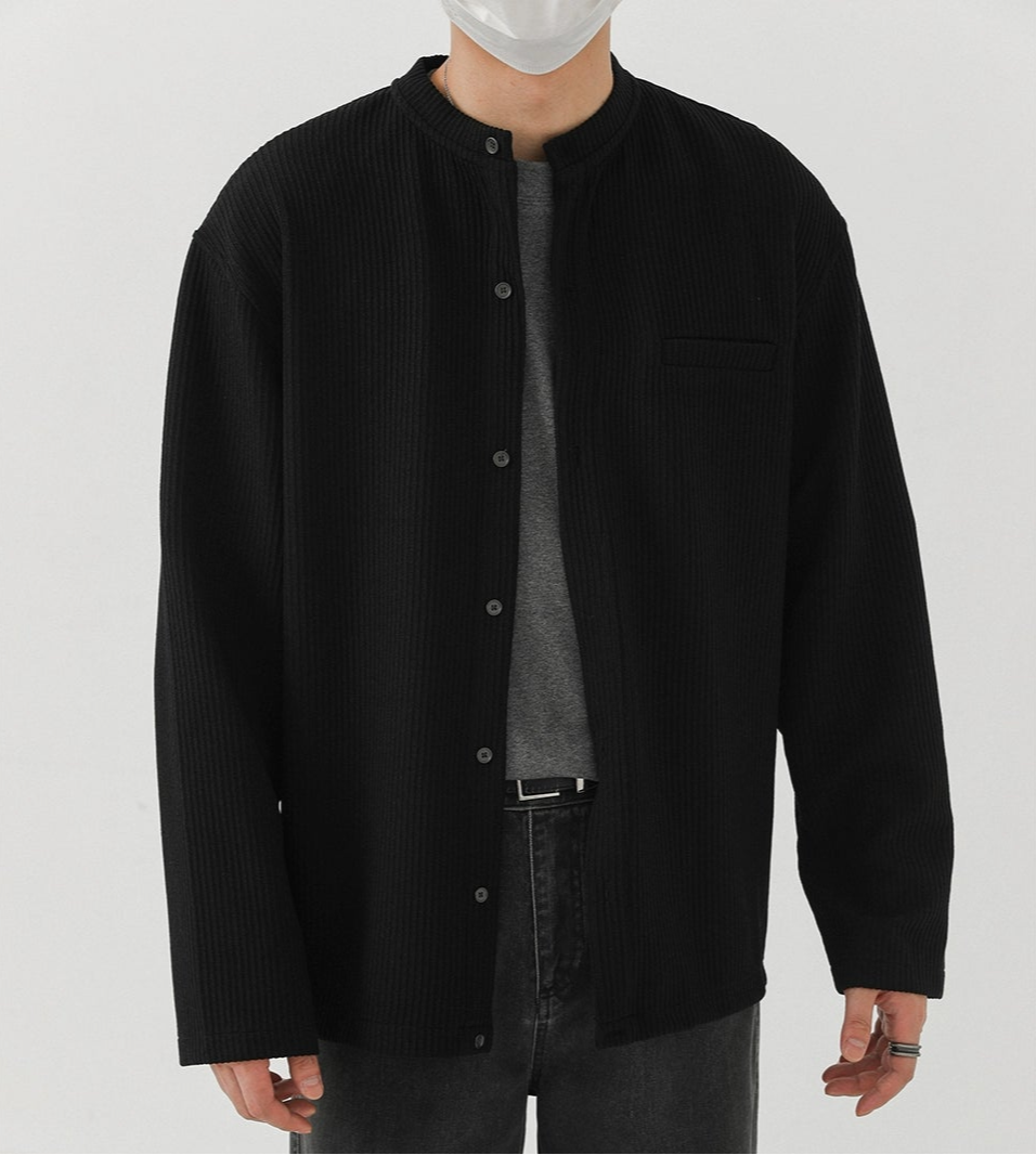 Texture High Neck Long Sleeve Cardigan WN21259