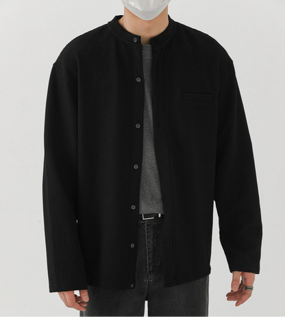 Texture High Neck Long Sleeve Cardigan WN21259