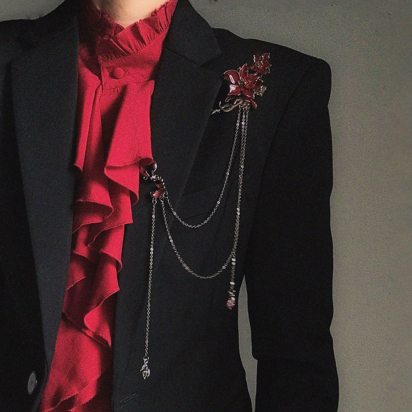 Dark Gothic Flower Chain Brooch WN23127