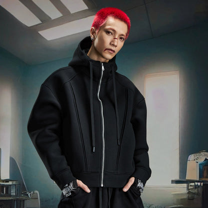 Oversize Simple Zipper Hoodie & Wide Leg Sweatpants Setup WN20581