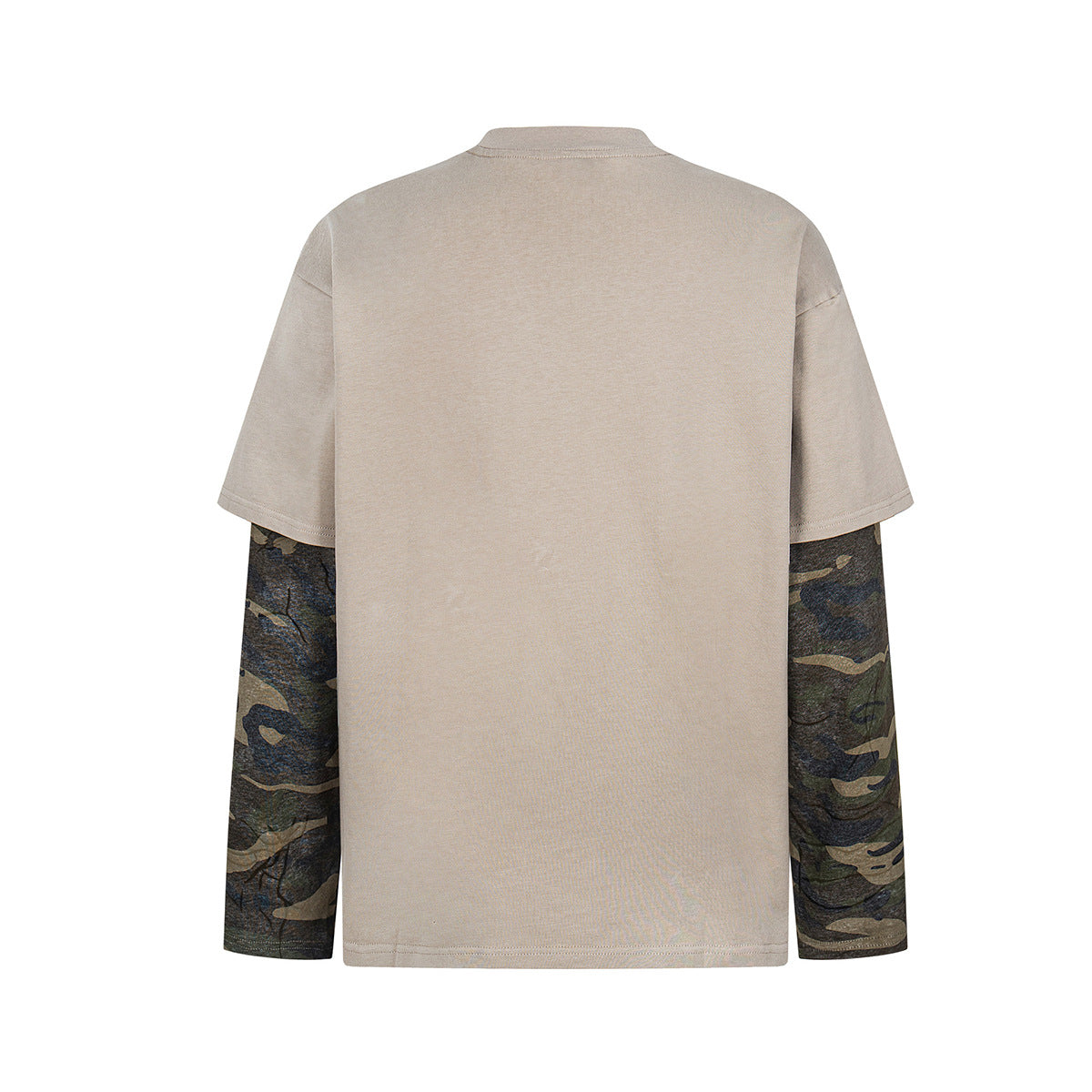 Fake Layered Camo Damage Print Long Sleeve T-Shirt WN25740