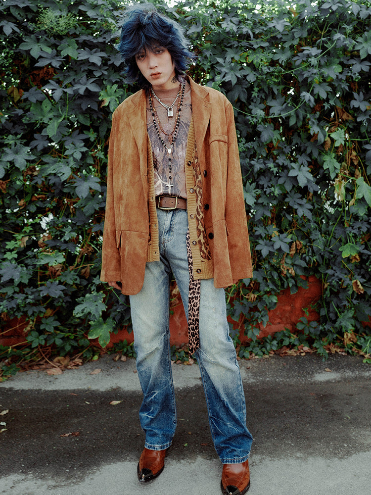 Washed Slim Straight Denim Jeans WN15936