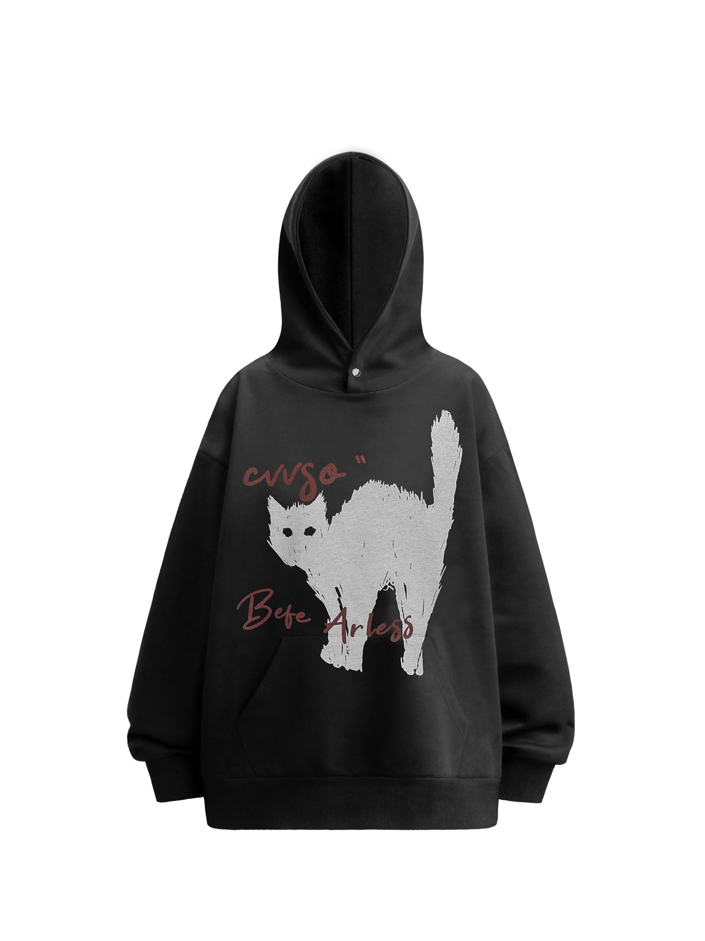 Cat Print Oversize Pullover Hoodie WN26368