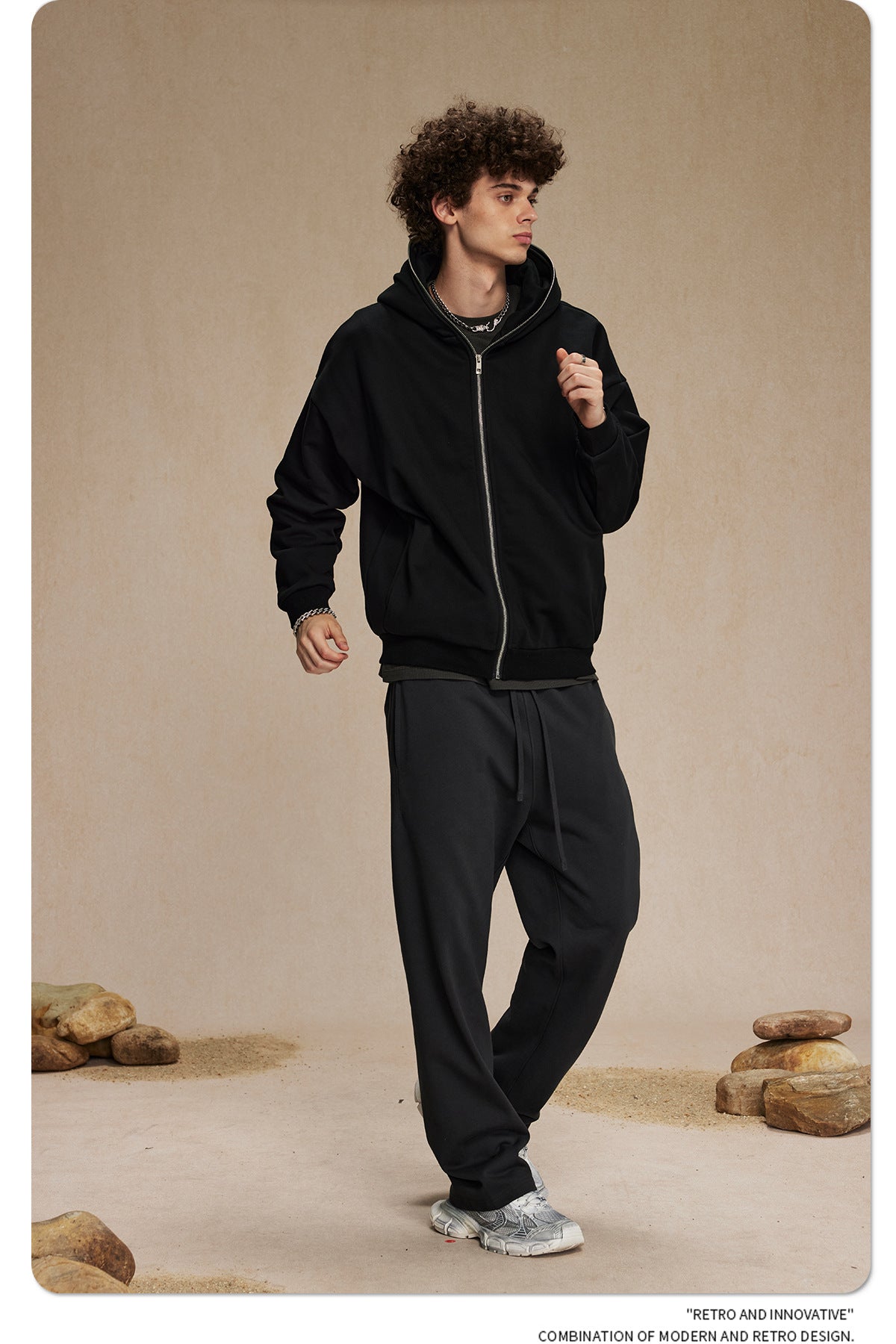 Oversize Plain Zipper Hoodie WN9971