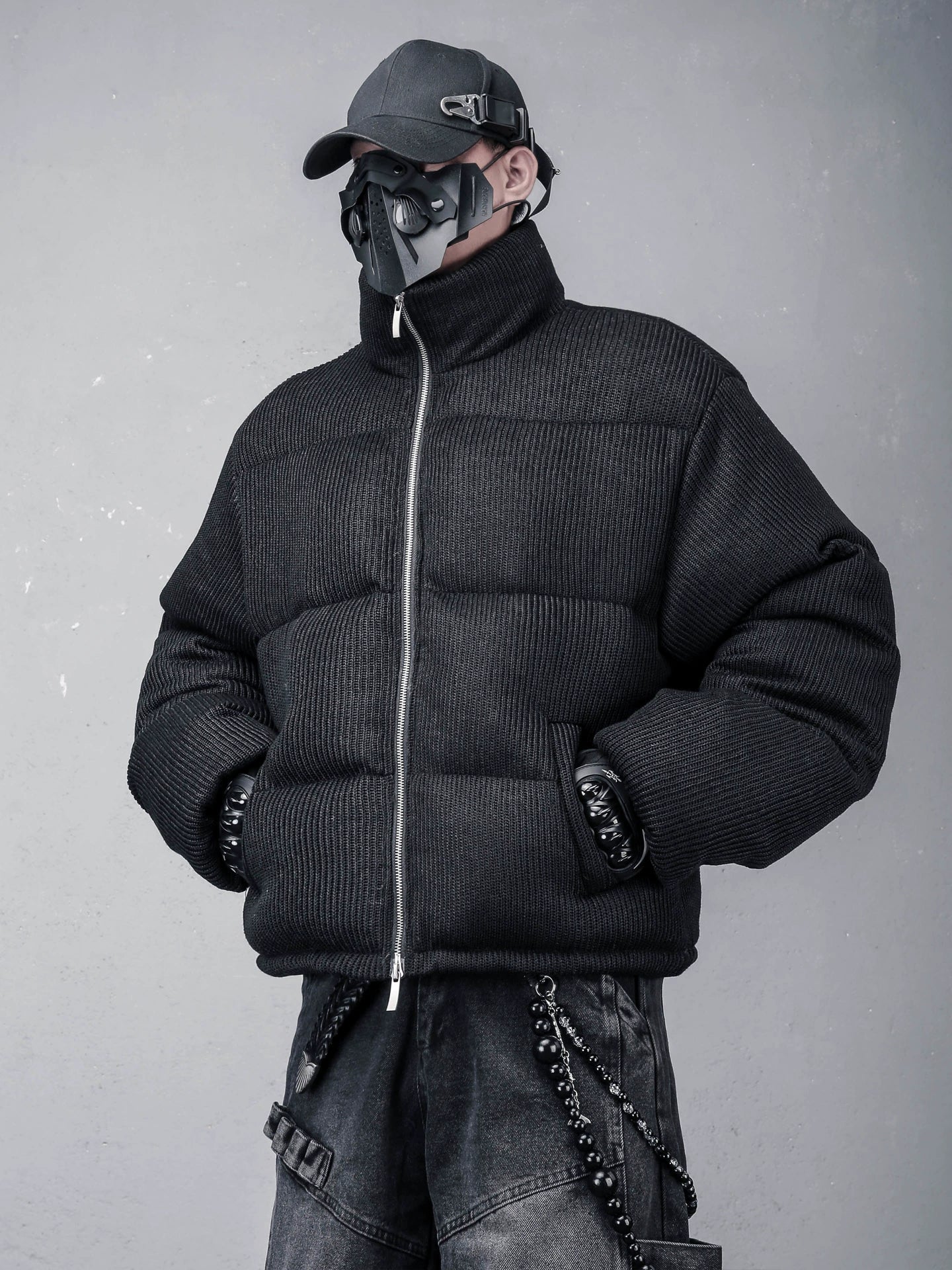 Texture High-Neck Puffer Jacket WN22393