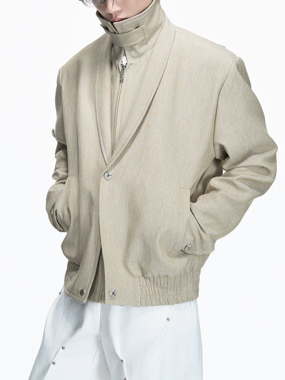 Fake Layered Deconstruction Detachable Standing-Collar Jacket WN23548