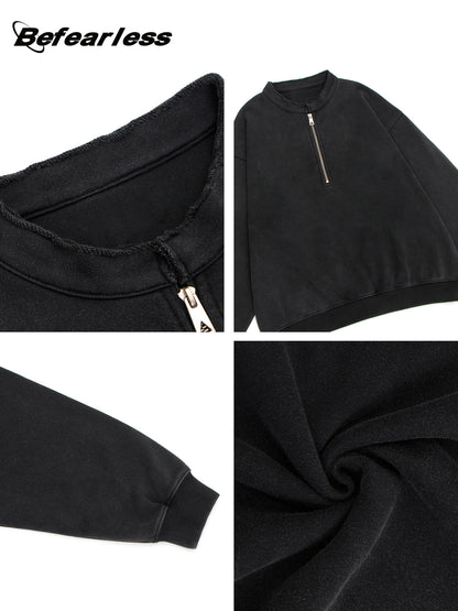 Washed Heavyweight Half-Zip Boxy Sweatshirt WN26393