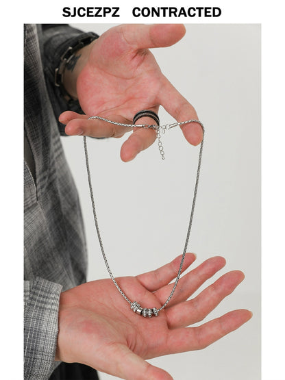 Titanium Steel Rhinestone Circle Necklace WN21263