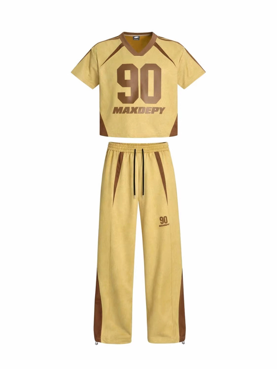 Number Graphic Short Sleeve T-Shirt & Stripe Wide Leg Pants Setup WN28062